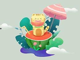 吃瓜小插画,趣味横生的日常瞬间  第1张